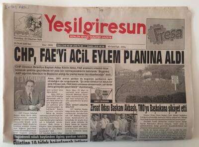 Yeşil Giresun Gazetesi 20 Ocak 2009 - CHP, FAEyi Acil Eylem Planına Aldı GZ28925 - 1