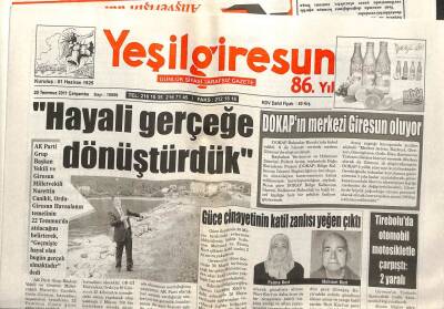 Yeşil Giresun Gazetesi 20 Temmuz 2011 - Güce Cinayetinin Katil Zanlısı Yeğen Çıktı GZ108727 - 1