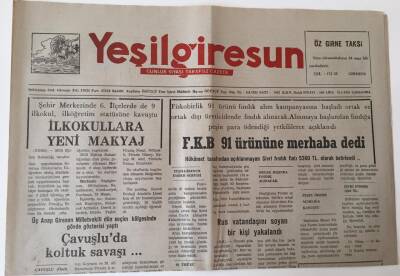 Yeşil Giresun Gazetesi - 21 Ağustos 1991 - Fiskobirlik 91 Ürününe Merhaba Dedi - GZ43633 - 1