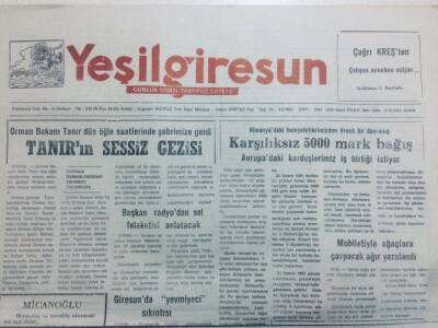 Yeşil Giresun Gazetesi 21 Ağustos 1992 - Tanırın Sessiz Gezisi GZ40787 - 1