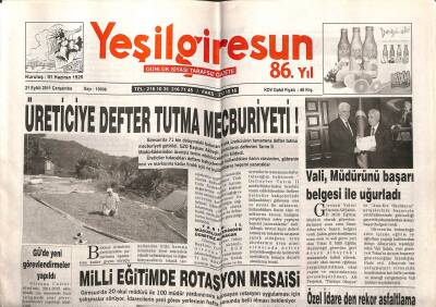 Yeşil Giresun Gazetesi 21 Eylül 2011 - Üreticiye Defter Tutma Mecburiyeti GZ108074 - 1