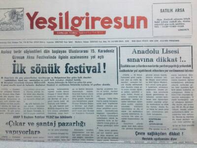 Yeşil Giresun Gazetesi 21 Mayıs 1992 - İlk Sönük Festival GZ41683 - 1