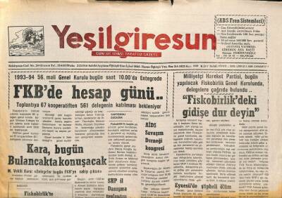 Yeşil Giresun Gazetesi 21 Ocak 1995 - FKBde Hesap Günü.. GZ77851 - 1