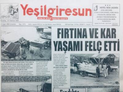 Yeşil Giresun Gazetesi 21 Ocak 2006 - Fırtına Ve Kar Yaşamı Felç Etti GZ41662 - 1