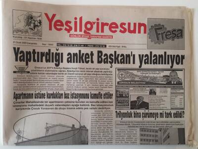 Yeşil Giresun Gazetesi 21 Ocak 2009 - Yaptırdığı Anket Hurşit Başkanı Yalanlıyor GZ28922 - 1