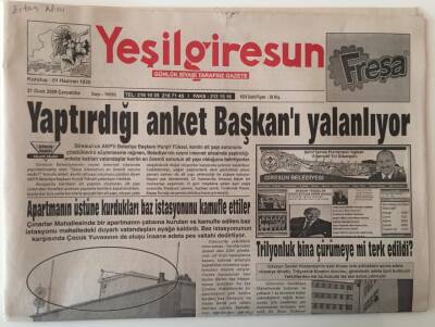 Yeşil Giresun Gazetesi 21 Ocak 2009 - Yaptırdığı Anket Hurşit Başkanı Yalanlıyor GZ28926 - 1