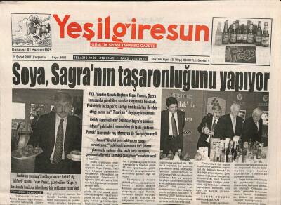 Yeşil Giresun Gazetesi 21 Şubat 2007 - Soya , Sagranın Taşaronluğunu Yapıyor GZ109413 - 1
