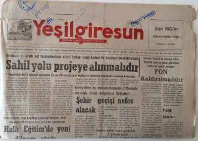 Yeşil Giresun Gazetesi 22 Ağustos 1992 - Sahil Yolu Projeye Alınmalıdır GZ28905 - 1