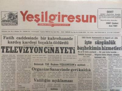 Yeşil Giresun Gazetesi 22 Aralık 1993 - Televizyon Cinayeti GZ35241 - 1