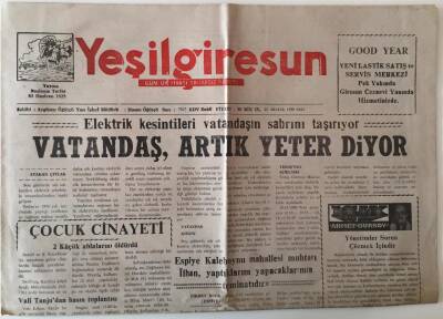 Yeşil Giresun Gazetesi 22 Aralık 1998 - Vatandaş , Artık Yeter Diyor GZ28966 - 1