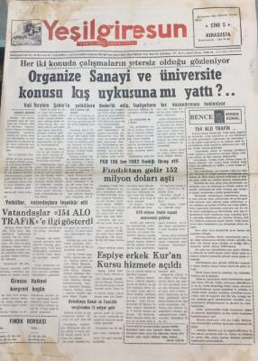 Yeşil Giresun Gazetesi 22 Ekim 1994 Organize Sanayi Ve Üniversite Konusu Kış Uykusuna Mı Yattı? GZ26093 - 1