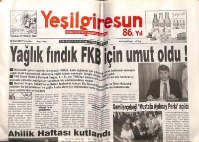 Yeşil Giresun Gazetesi 22 Eylül 2011 - Yağlık Fındık FKB İçin Umut Oldu GZ108075 - 1