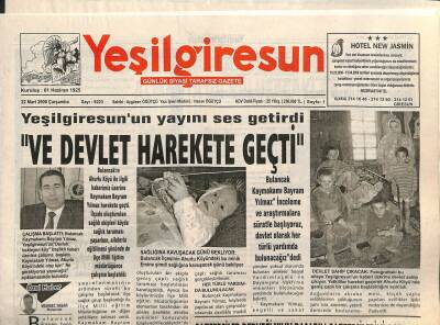 Yeşil Giresun Gazetesi 22 Mart 2006 - Ve Devlet Harekete Geçti GZ108741 - 1