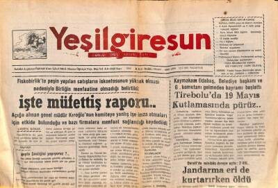 Yeşil Giresun Gazetesi 22 Mayıs 1995 - Tirebolu`da 19 Mayıs Kutlamalarında Pürüz GZ79718 - 1