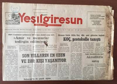 Yeşil Giresun Gazetesi 22 Şubat 1992- Son Yılların En Uzun Ve Zor Kışı Yaşanıyor GZ10220 - 2