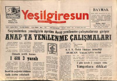 Yeşil Giresun Gazetesi 22 Şubat 2000 - Fındık Üreticisine 13 Trilyon Gönderildi GZ115239 - 1
