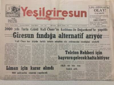 Yeşil Giresun Gazetesi 23 Eylül 2000 - Giresun Fındığa Alternatif Arıyor GZ38247 - 1