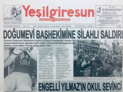 Yeşil Giresun Gazetesi 23 Eylül 2004 - Doğumevi Başhekimine Silahlı Saldırı GZ41133 - 1