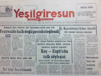 Yeşil Giresun Gazetesi 23 Mayıs 1992 - İki Kişi Bıçaklandı GZ41684 - 1