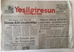 Yeşil Giresun Gazetesi - 23 Ocak 1992 - Giresun AIDS İçin Pilot Bölge - GZ43876 - 2