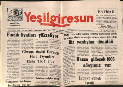 Yeşil Giresun Gazetesi 23 Şubat 2000 - Giresun Musiki Derneği Halk Oyunları Ekibi TRT 2de GZ77859 - 1