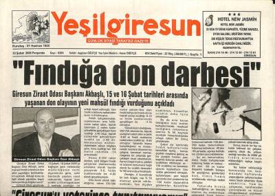 Yeşil Giresun Gazetesi 23 Şubat 2006 - Fındığa Don Darbesi GZ101590 - 2
