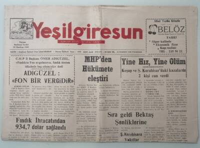 Yeşil Giresun Gazetesi 23 Temmuz 1998 MHPden Hükümete Eleştiri -GZ33383 - 1