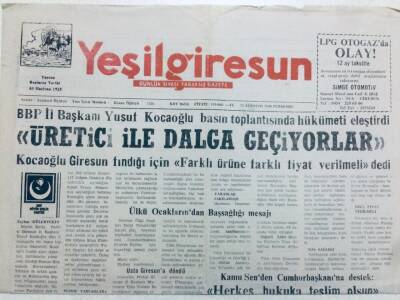 Yeşil Giresun Gazetesi 24 Ağustos 2000 - Üretici İle Dalga Geçiyorlar GZ41079 - 1