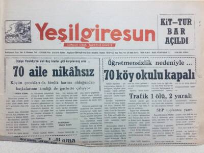 Yeşil Giresun Gazetesi 24 Eylül 1993 - 70 Aile Nikahsız GZ41083 - 1