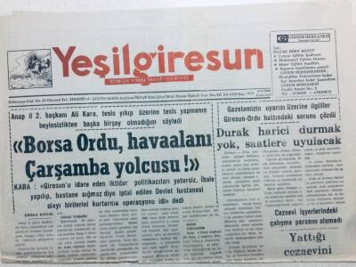 Yeşil Giresun Gazetesi 24 Eylül 1994 - Borsa Ordu Havaalanı Çarşamba Yolcusu GZ41150 - 1