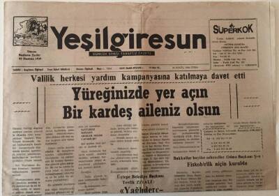 Yeşil Giresun Gazetesi 24 Eylül 1999 - Yüreğinizde Yer Açın Bir Kardeş Aileniz Olsun GZ28685 - 1
