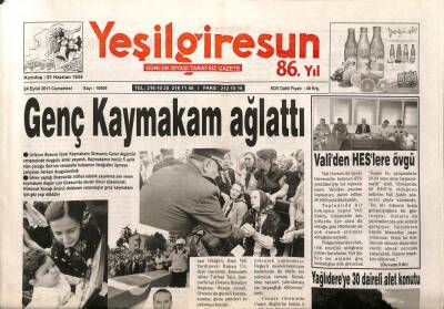 Yeşil Giresun Gazetesi 24 Eylül 2011 - Kaymakam Caner Akgün Ağlattı GZ108332 - 1