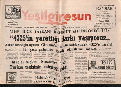 Yeşil Giresun Gazetesi 24 Mart 2000 - Belediye Konservatuarının İlk Konseri GZ77894 - 1