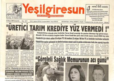 Yeşil Giresun Gazetesi 24 Mayıs 2006 - Üretici Tarım Krediye Yüz Vermedi - Fındığın İz Elementleri Çıkarıldı GZ96100 - 1