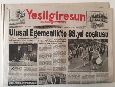 Yeşil Giresun Gazetesi 24 Nisan 2008 - Ulusal Egemenlikte 88. Yıl Coşkusu GZ31014 - 1