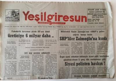 Yeşil Giresun Gazetesi - 24 Ocak 1992 - Fiskobirlik Üreticiye 6 Milyar Daha ... GZ43877 - 2