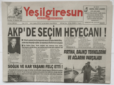 Yeşil Giresun Gazetesi 24 Ocak 2006 - Soğuk Ve Kar Yaşamı Felç Etti ! GZ3619 - 1