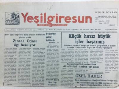 Yeşil Giresun Gazetesi 24 Şubat 1992 - Ziraat Odası İlgi Bekliyor GZ41401 - 1