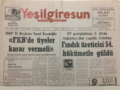 Yeşil Giresun Gazetesi 25 Eylül 2000 - FKBde Üyeler Karar Vermeli GZ38246 - 1