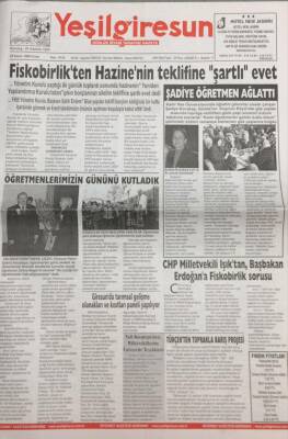 Yeşil Giresun Gazetesi 25 Kasım 2005 Chpli Işıktan Başbakan Erdoğana Fiskobirlik Sorusu GZ26088 - 1