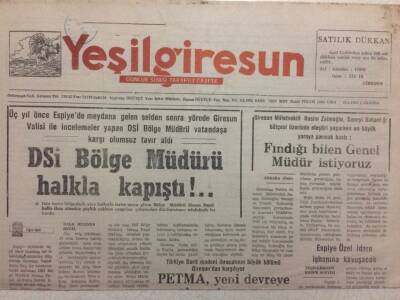 Yeşil Giresun Gazetesi 25 Mart 1992 - DSİ Bölge Müdürü Halkla Kapıştı GZ34480 - 1