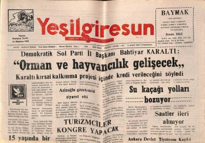 Yeşil Giresun Gazetesi 25 Mart 2000 - Orman Bakanı Nami Çağan Giresuna Geliyor GZ77897 - 1