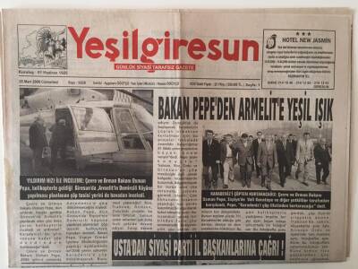 Yeşil Giresun Gazetesi 25 Mart 2006 - Bakan Pepeden Armelite Yeşil Işık GZ28912 - 1