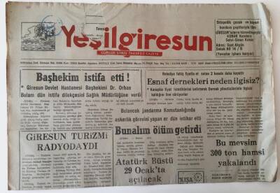 Yeşil Giresun Gazetesi - 25 Ocak 1992 - Giresun Turizmi Radyodaydı GZ43878 - 2