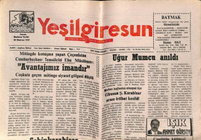 Yeşil Giresun Gazetesi 25 Ocak 2000 - Uğur Mumcu Anıldı GZ77885 - 1