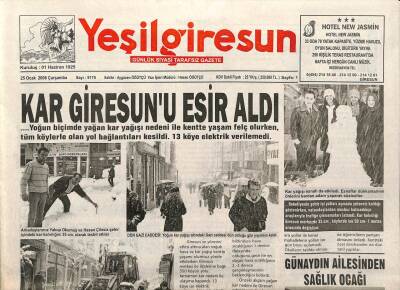 Yeşil Giresun Gazetesi 25 Ocak 2006 - Kar Giresunu Esir Aldı GZ108723 - 1