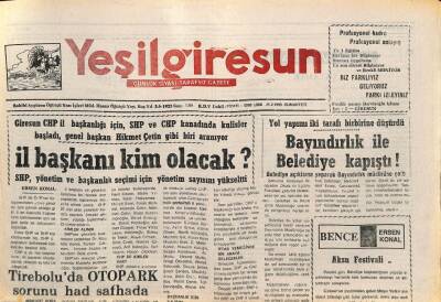 Yeşil Giresun Gazetesi 25 Şubat 1995 - Tireboluda Otopark Sorunu Had Safhada GZ77816 - 1