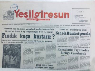 Yeşil Giresun Gazetesi 25 Temmuz 1992 - Fındık Kaça Kurtarır GZ41405 - 1