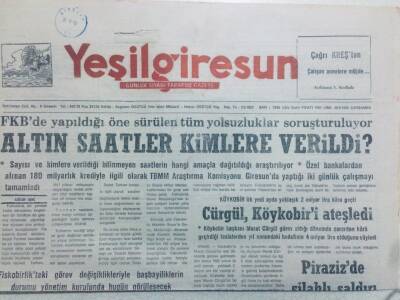 Yeşil Giresun Gazetesi 26 Ağustos 1992 - Altın Saatler Kimlere Verildi GZ40791 - 1