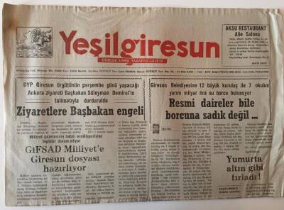 Yeşil Giresun Gazetesi 26 Aralık 1991 - GİFSAD Milliyete Giresun Dosyası Hazırlıyor GZ28637 - 1